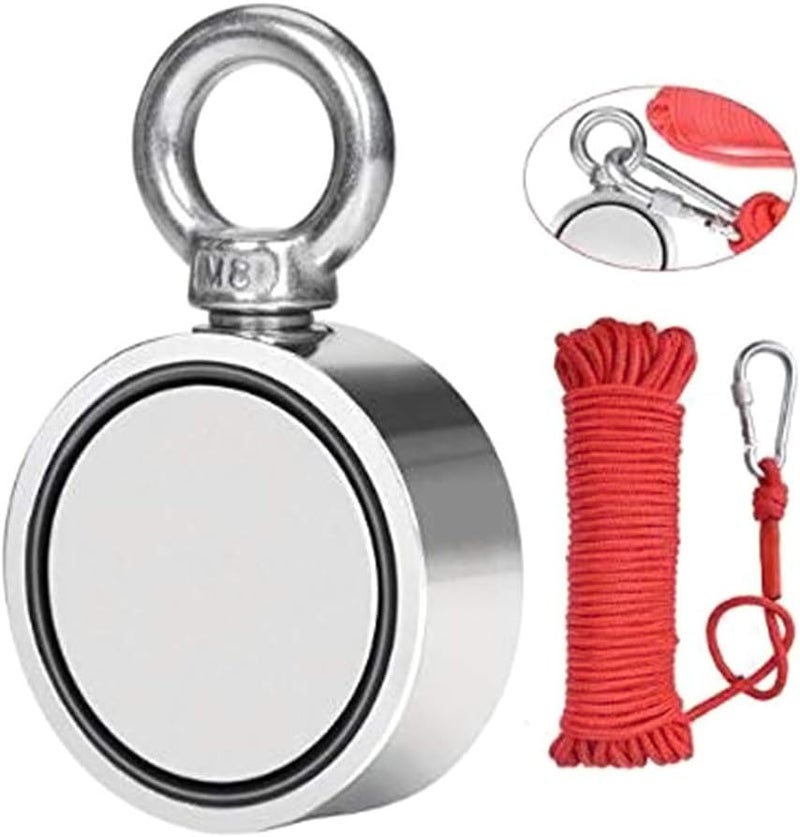 120Kg Double Sided Neodymium Fishing Magnet with 20m Rope - Image 1