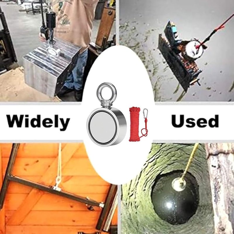 120Kg Double Sided Neodymium Fishing Magnet with 20m Rope - Image 4