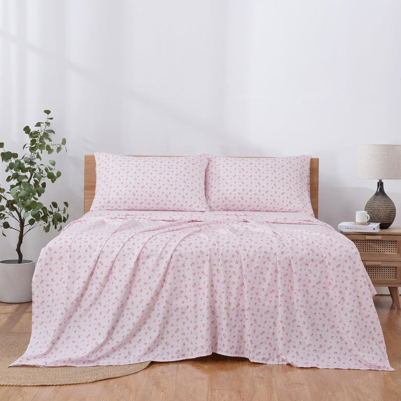 Modern Threads Silky Soft Microfiber and Wrinkle Free Sheets - Luxurious Microfiber Bed Sheets Includes Flat Sheet, Fitted Sheet with Deep Pockets, & Pillowcases Blush, Full - Image 3