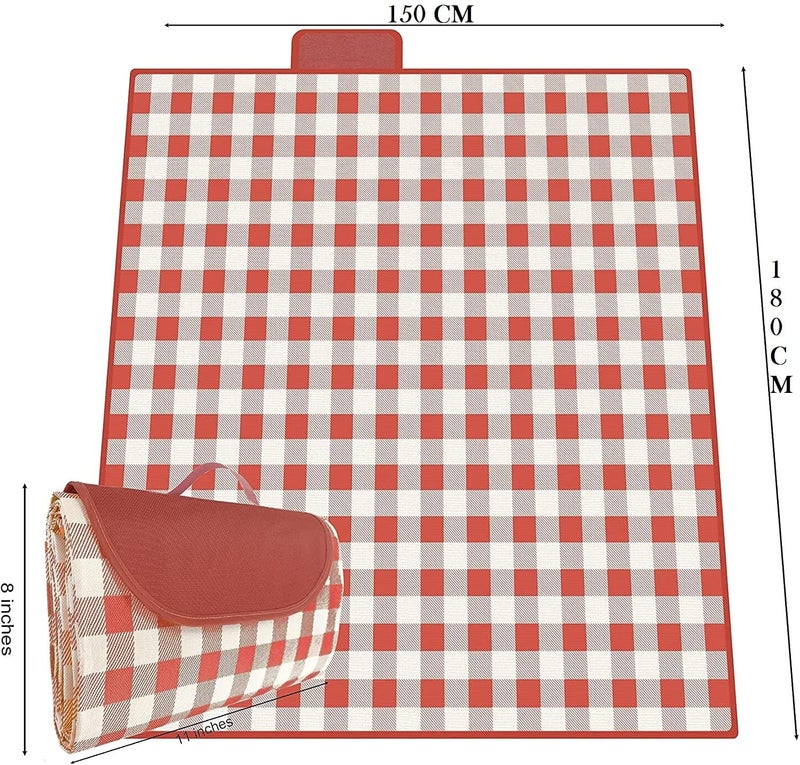 Onlyeasy Outdoor Picnic Blanket, Foldable Waterproof Sand Mat, Extra Large Picnic Blanket for Beach Camping Hiking Travel Outdoor Family Concerts (150 x 180 CM) - Image 2