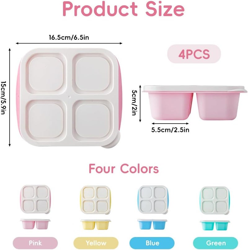 HASTHIP Cost saving user oriented build ® Canfanni 4 Pcs Snack Box Containers Set, Reusable 4 Compartment Lunchable Container with 2Pcs Sauce Containers, Stackable BPA-Free Bento Box for School, Work, Travel (4 Color)-Multicolor Trendy natural assorted colors - Image 2