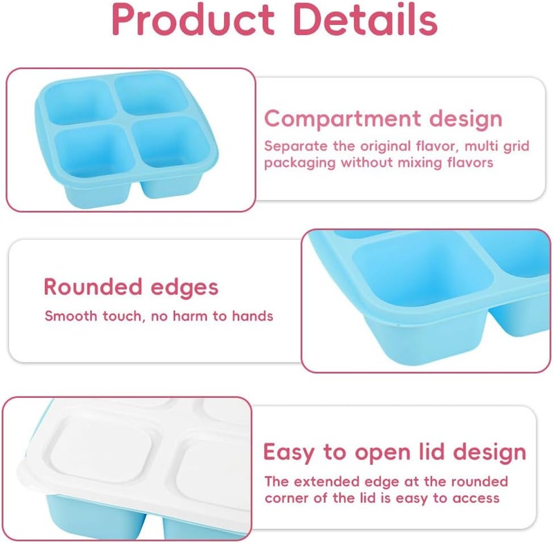 HASTHIP Cost saving user oriented build ® Canfanni 4 Pcs Snack Box Containers Set, Reusable 4 Compartment Lunchable Container with 2Pcs Sauce Containers, Stackable BPA-Free Bento Box for School, Work, Travel (4 Color)-Multicolor Trendy natural assorted colors - Image 3