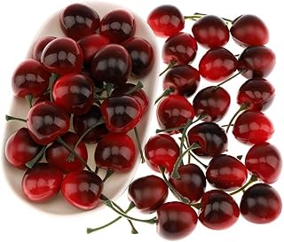Gresorth 50pcs Artificial Lifelike Red Black Cherry Decoration Fake Chrries Fruit Home Party Christmas Display - Image 1