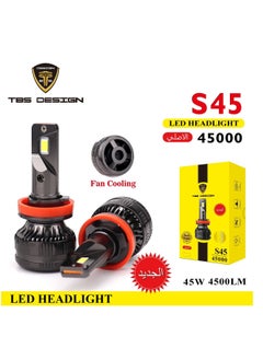 TBS DESIGN TBS DESIGN S45 H11 LED Headlight Bulbs 90W Original power with Color Temperature 6500K Lumes 90000LM Diamond White Headlamp Conversion Kit Plug and Play IP65 Waterproof 2 Pack 