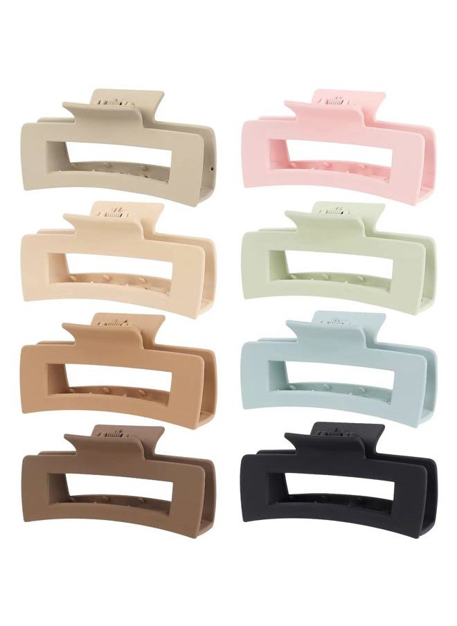 Mandydov - 8 Pcs Large Hair Claw Clips 4.1 Inch Non-slip Big Square Matte Claws for Women, Strong Hold Banana Clips for Thick Thin Hair - Image 1