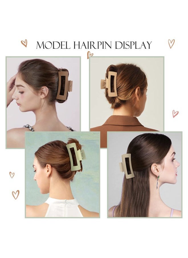 Mandydov - 8 Pcs Large Hair Claw Clips 4.1 Inch Non-slip Big Square Matte Claws for Women, Strong Hold Banana Clips for Thick Thin Hair - Image 1