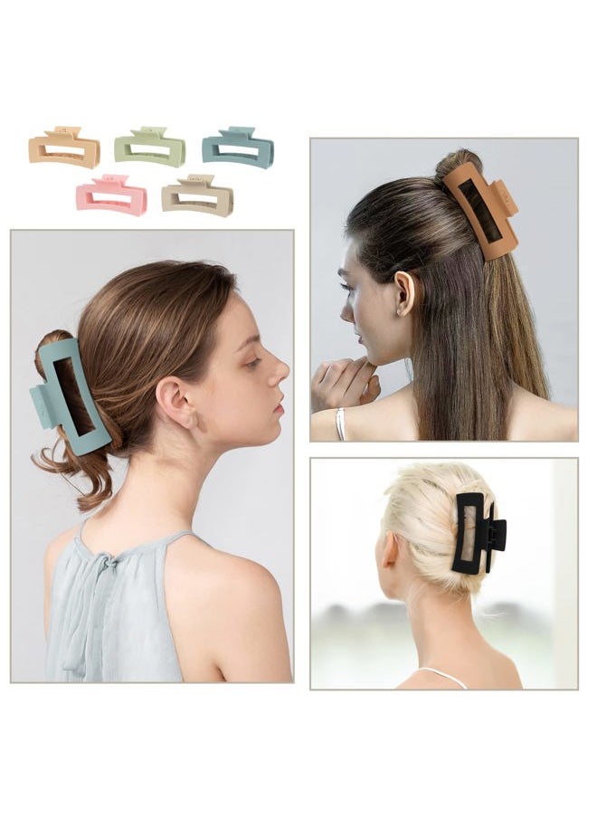 Mandydov - 8 Pcs Large Hair Claw Clips 4.1 Inch Non-slip Big Square Matte Claws for Women, Strong Hold Banana Clips for Thick Thin Hair - Image 1