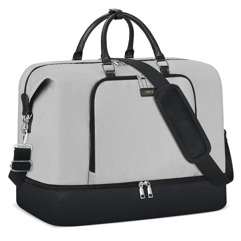 TIBES Travel Weekender Bags for Women, Overnight Bag with Shoe Compartment, Oversized Travel Duffel Bag Carry On Tote with Trolley Sleeve 21" for Weekend Travel Business Trip - Image 1