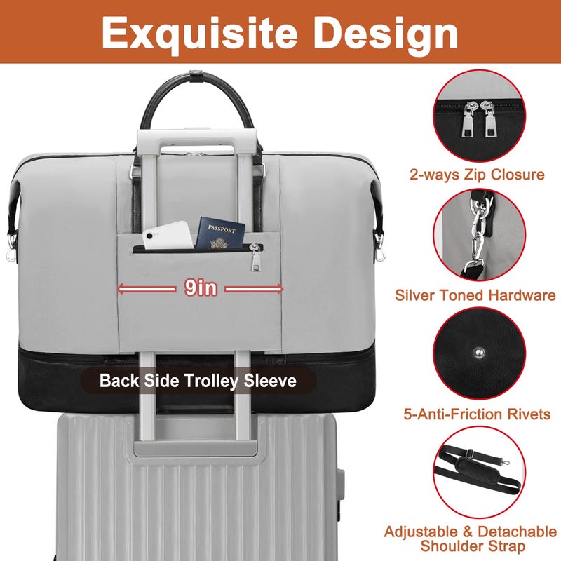 TIBES Travel Weekender Bags for Women, Overnight Bag with Shoe Compartment, Oversized Travel Duffel Bag Carry On Tote with Trolley Sleeve 21" for Weekend Travel Business Trip - Image 5