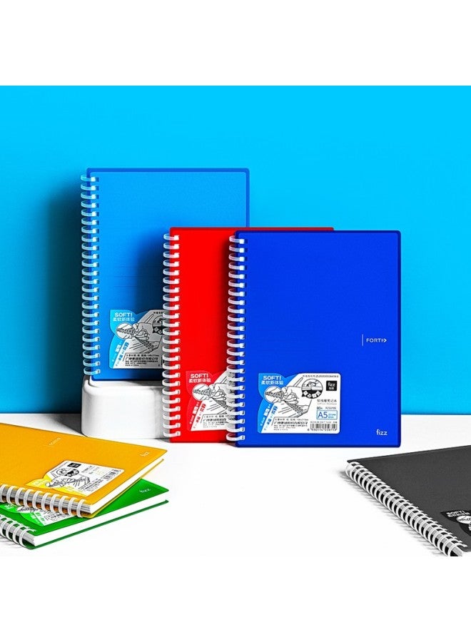 Fizz Non-chromium A5 Soft Spiral Notebook With Pp Cover, Stationery, Journal, Hard Cover Notebook, Lined Diary, 80 Pages, Red, Fz33705