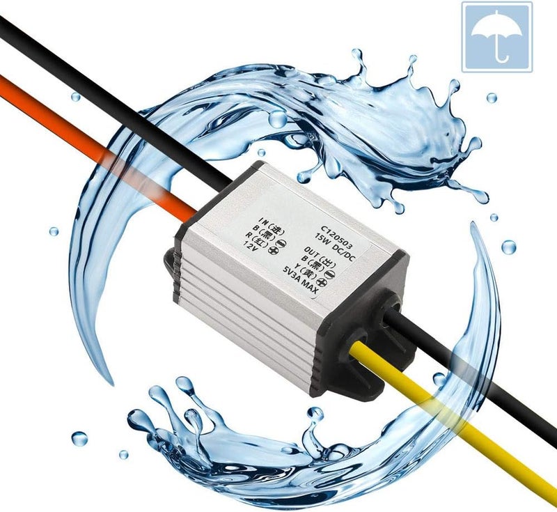 DORHEA 12V to 5V DC Converter Car Power Voltage, Waterproof DC 6.3-22V 12V Step Down to 5V 3A 15W Voltage Regulator Buck Converter Power Supply Step-Down Module Compatible with Vehicle Car Truck Volt - Image 5