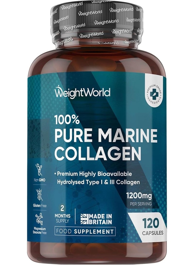 WeightWorld Pure Marine Collagen 1200 mg • 120 Capsules • Youthful Skin Support • Stronger Hair & Nails • Joint & Bone Health • Boosts Natural Collagen • Anti-Aging Formula • Easy Daily Supplement - Image 1