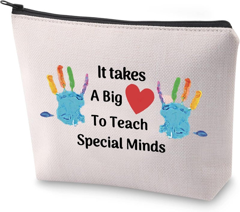 BLUPARK Special Education Teacher Gift ASL Disabler Teacher Cosmetic Bag It Takes A Big Heart to Teach Special Kids Appreciation Gift (Teach Special Kids) 