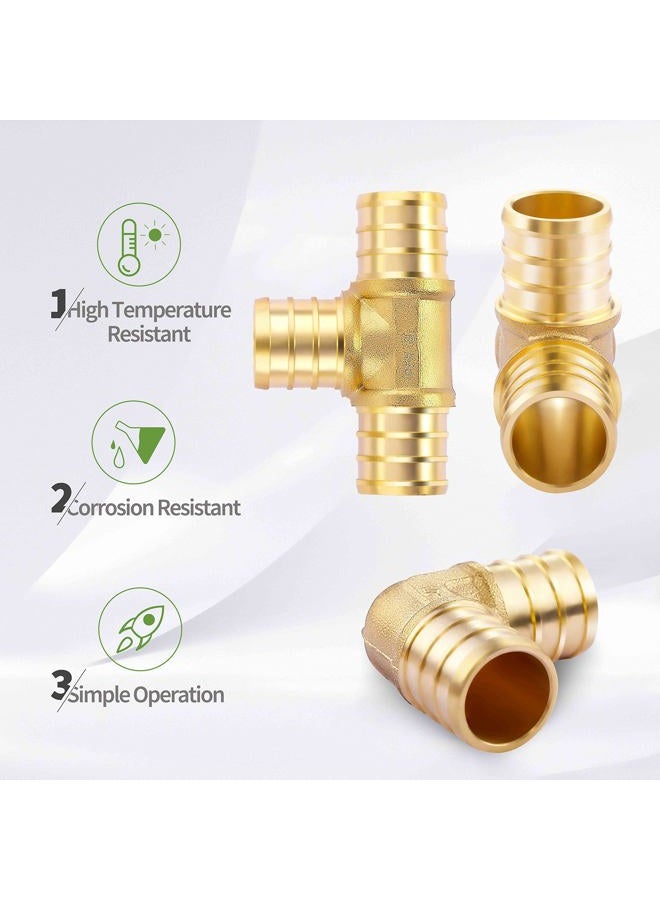 Litorange 18 PCS 1/2 inch T PEX Tee(4PCS) & 90 Degree Elbow(6PCS) & Straight Coupling 1/2" (8PCS) Lead Free Brass Barb Crimp Pipe Fitting/Fittings - Image 3