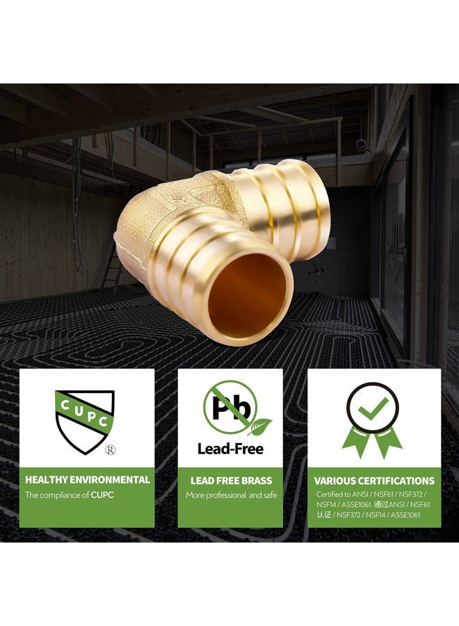 Litorange 18 PCS 1/2 inch T PEX Tee(4PCS) & 90 Degree Elbow(6PCS) & Straight Coupling 1/2" (8PCS) Lead Free Brass Barb Crimp Pipe Fitting/Fittings - Image 5