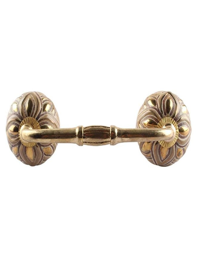 Indian-Shelf 1 Pack Ceramic Gold Door Handles Interior Flower Handles for Cabinets and Drawers Dresser Gold Hardware 4" Hole to Hole -BH-627-CK-1608 - Image 1