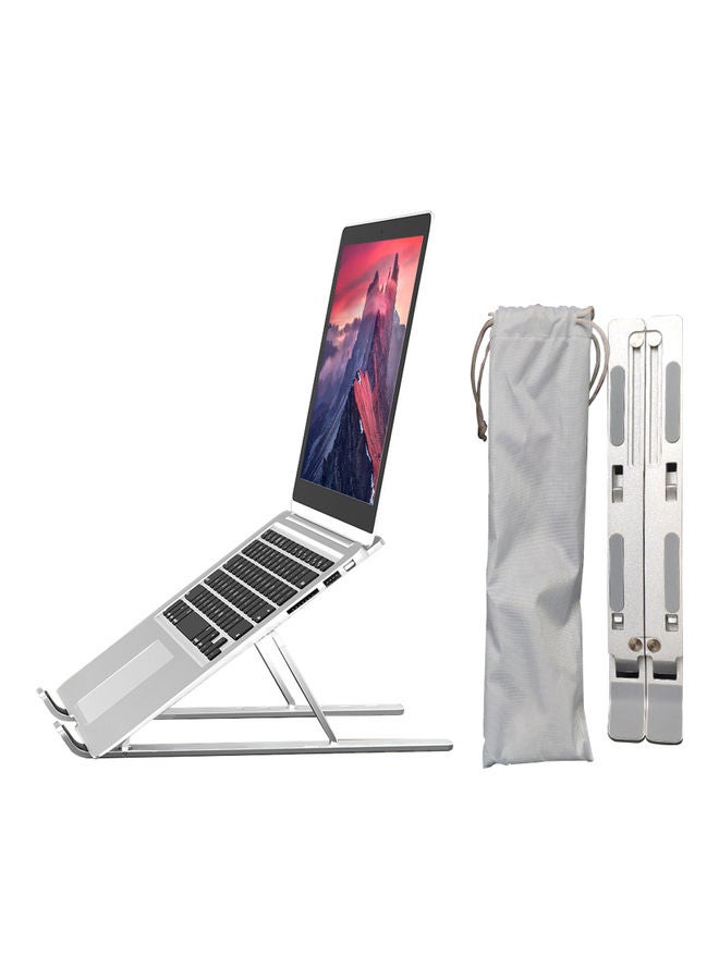 Aluminum Alloy Laptop Stand Portable Foldable Computer Notebook Holder with 6 Levels Height Adjustment Silver - Image 1