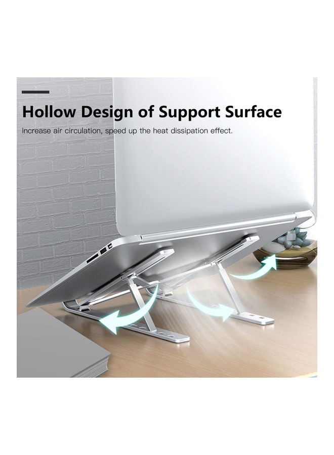 Aluminum Alloy Laptop Stand Portable Foldable Computer Notebook Holder with 6 Levels Height Adjustment Silver - Image 4