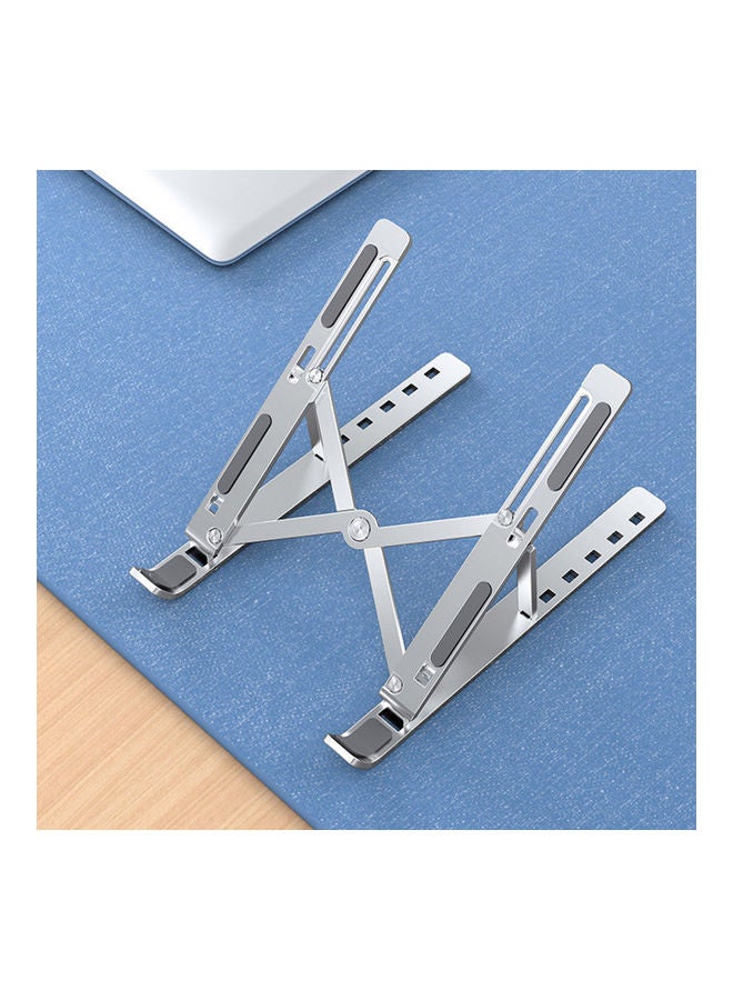 Aluminum Alloy Laptop Stand Portable Foldable Computer Notebook Holder with 6 Levels Height Adjustment Silver - Image 2