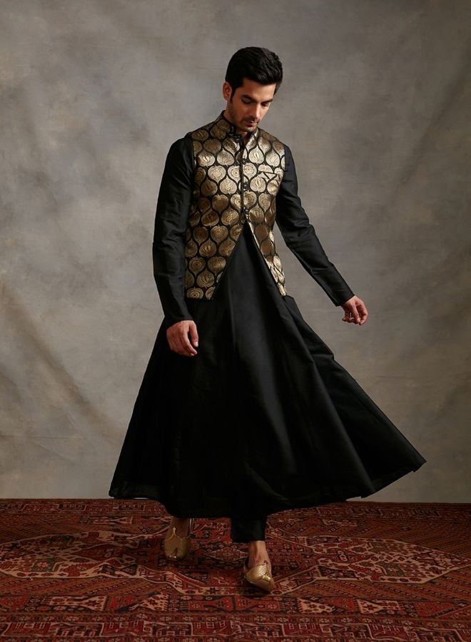 Abhishti Banarasi zari jacket - Metallic Black  - Image 1
