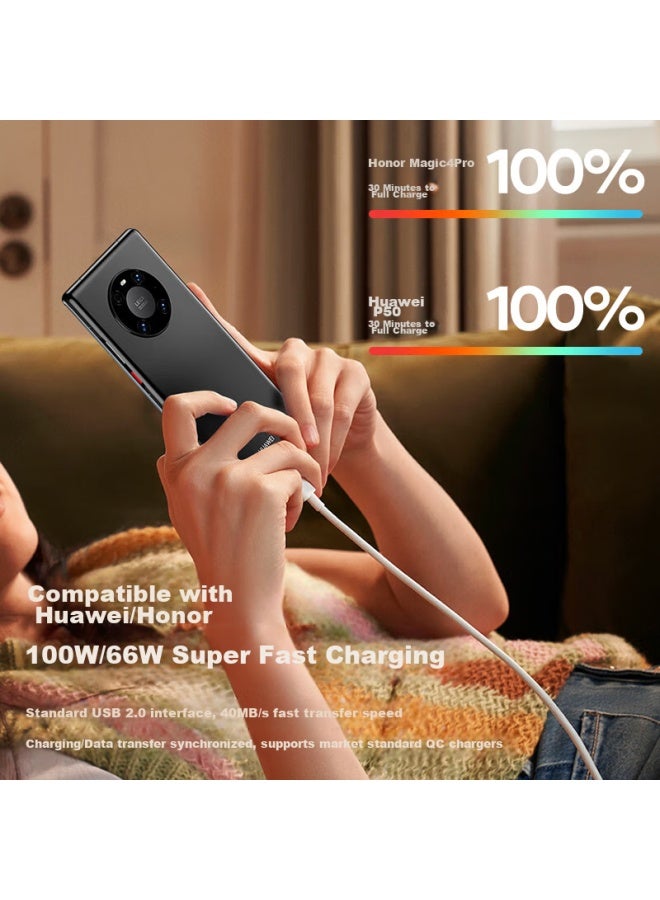 CangHua كابل بيانات متوافق مع Honor 6a، 3 أمتار، كابل شحن Type-c، شحن سريع 100w/66w، لجهاز Honor Magic6/vs3/200/x50/40/play8t/7، كابل شحن للهاتف المحمول والسيارة - Image 4