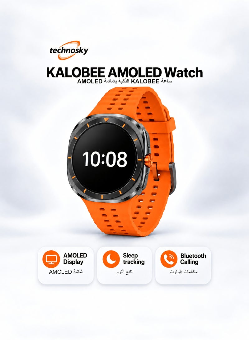 Kalobee AMOLED Smartwatch with GPS and Bluetooth Calling orange + ANC Wireless Earbuds + Braided USB-C Fast-Charge Cable - 3-Piece Bundle | Save 78 SAR - Image 2