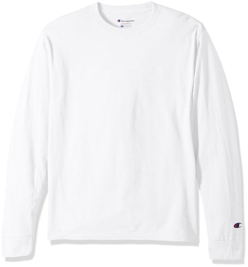 Champion Champion Men's Cotton Long Sleeve Tee, White, Medium 