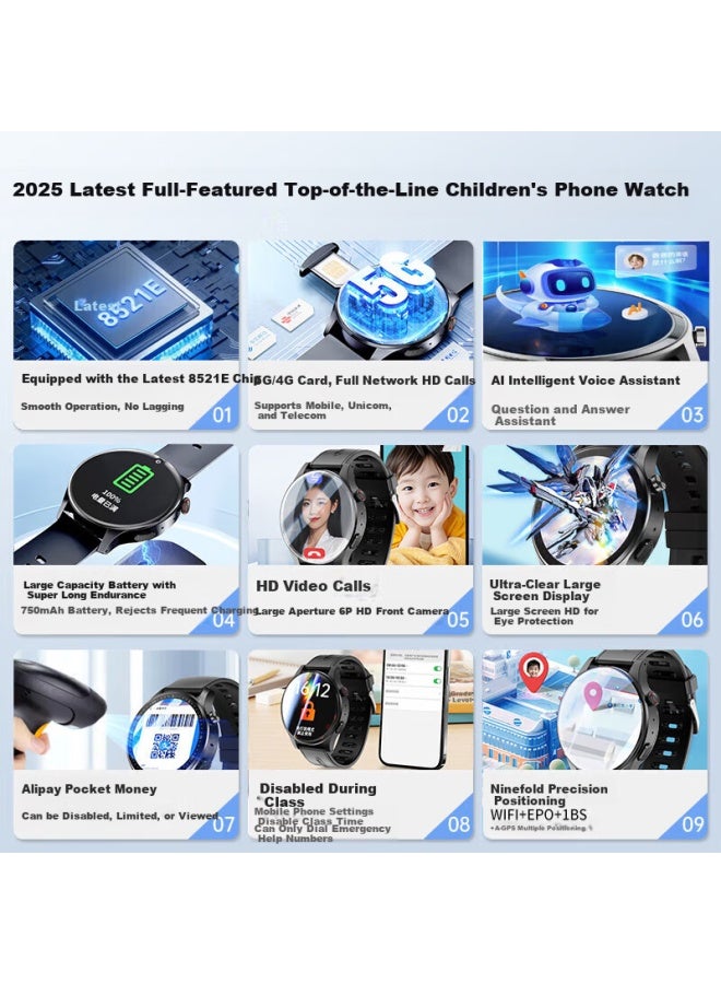 Aelvo Huawei Harmonyos Compatible With Apple I0s, Suitable For 5g Full Network Children's Elementary School Students' Phone Watch, Can Insert Sim Card, Video Waterproof, For Teenagers In Middle And High School, Positioning For Ages 6-18 - Image 1