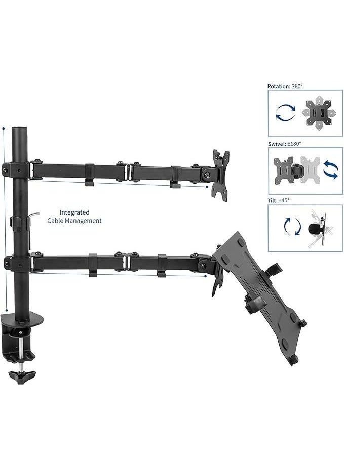 Dual Monitor Stand with Laptop Tray – Adjustable Arms for Screens up to 32", Holds 8kg per Arm, Alloy Steel Construction - Image 4