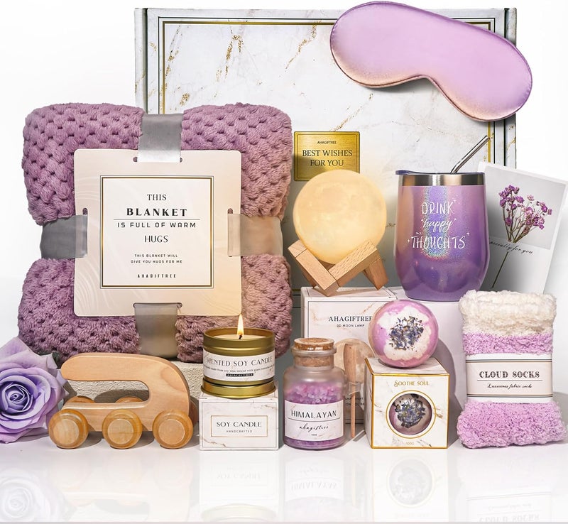 AHAGIFTREE Gift Baskets for Women,11PC Birthday Gifts,Think of You,Thankyou ,self care gifts,care package,relaxation gifts,new beginnings gifts for women,friend,mom,sister - Image 1