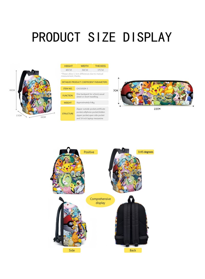 Super Mario Mario Cartoon Backpack Super Mario Student Schoolbag Pencil Case Two-piece Set - Image 2