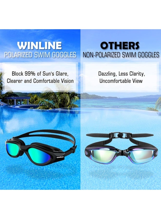 Winline Swimming Goggles Polarized Lenses Anti Fog Anti UV Waterproof Clear Vision Easy Adjust Soft Bridge for Men Women Adults Teens - Image 3