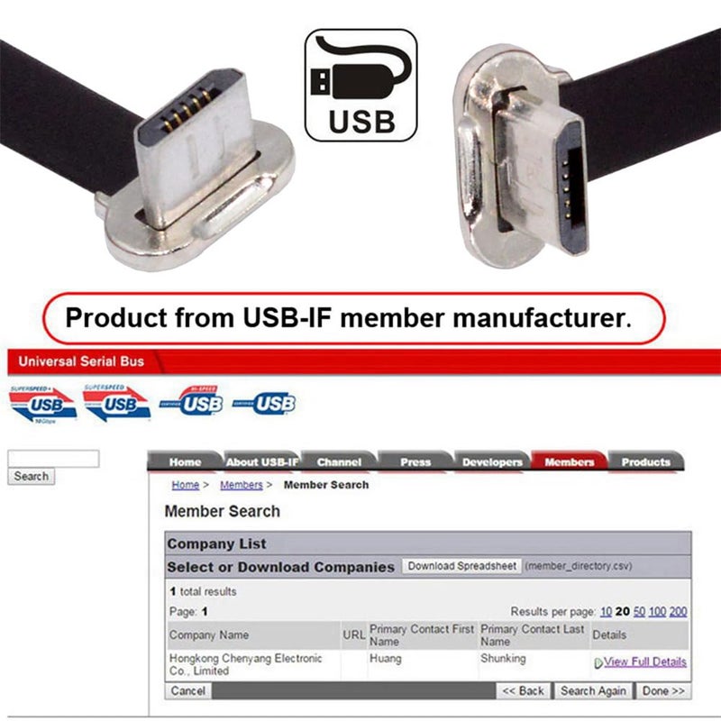 xiwai 90 Degree Micro USB2.0 Male to Micro USB Male 5Pin Ultra Slim Flat Data Charging Cable 16cm Down to Up Angle Connector - Image 5
