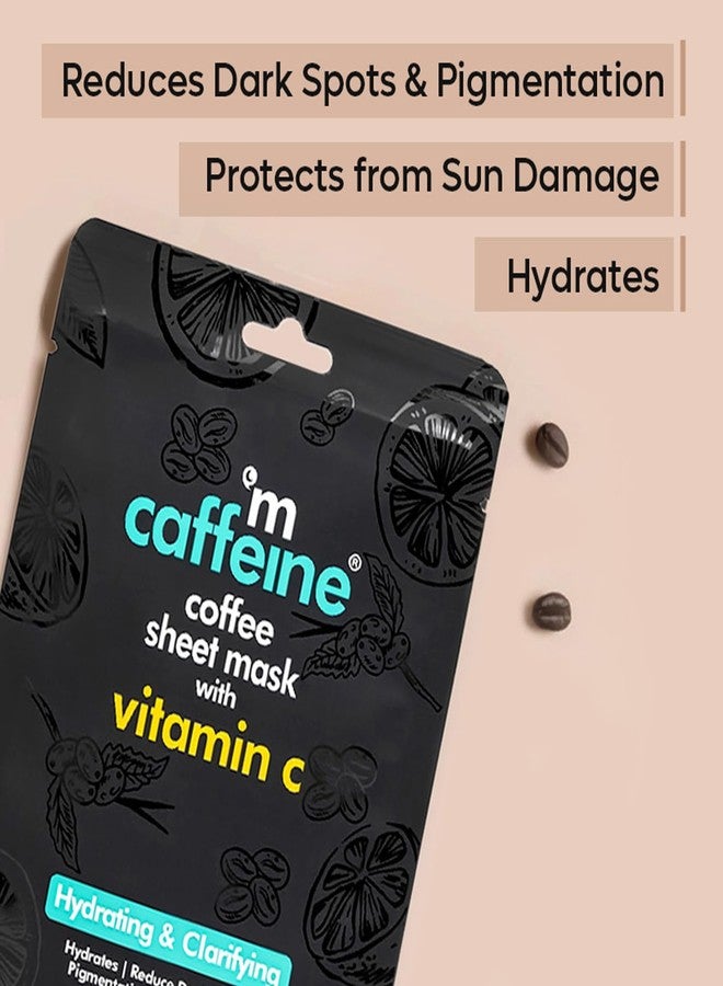 mCaffeine Coffee Sheet Mask with Vitamin C - Hydrating Face Masks with Hyaluronic Acid - Sun Protection - Dark Spot and Pigmentation Reduction - 1 pc (Pack of 2) - Image 2