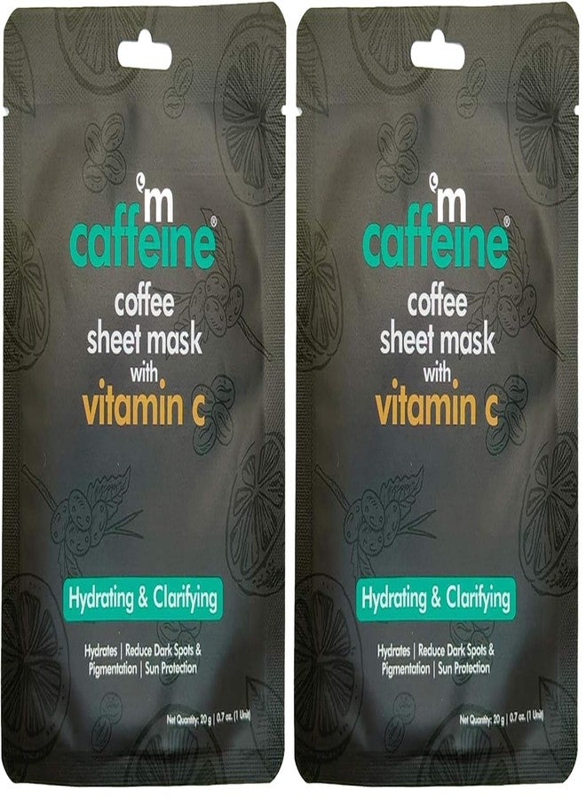 mCaffeine Coffee Sheet Mask with Vitamin C - Hydrating Face Masks with Hyaluronic Acid - Sun Protection - Dark Spot and Pigmentation Reduction - 1 pc (Pack of 2) - Image 1