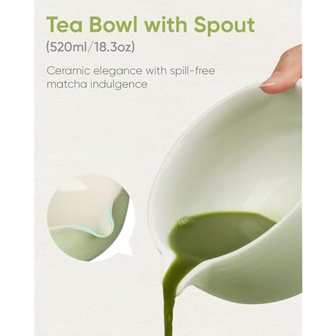 Joiish Matcha Whisk Set Kit 5Pc Ceramic Matcha Bowl With Spout  Holder Bamboo Whisk Sifter Scoop Traditional Japanese Matcha Tea Making Tools Complete Gift Set - Image 3