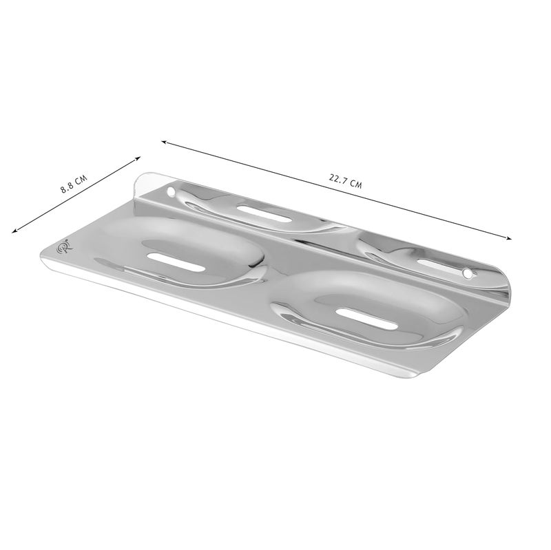 Raxon Innovation Stainless Steel Chrome Finish Square Double Soap Dish Holder for Bathroom Soap CaseSoap Stand for Kitchen Bathroom Accessories Pack of 1 PS1 Double SOAPDISH - Image 3