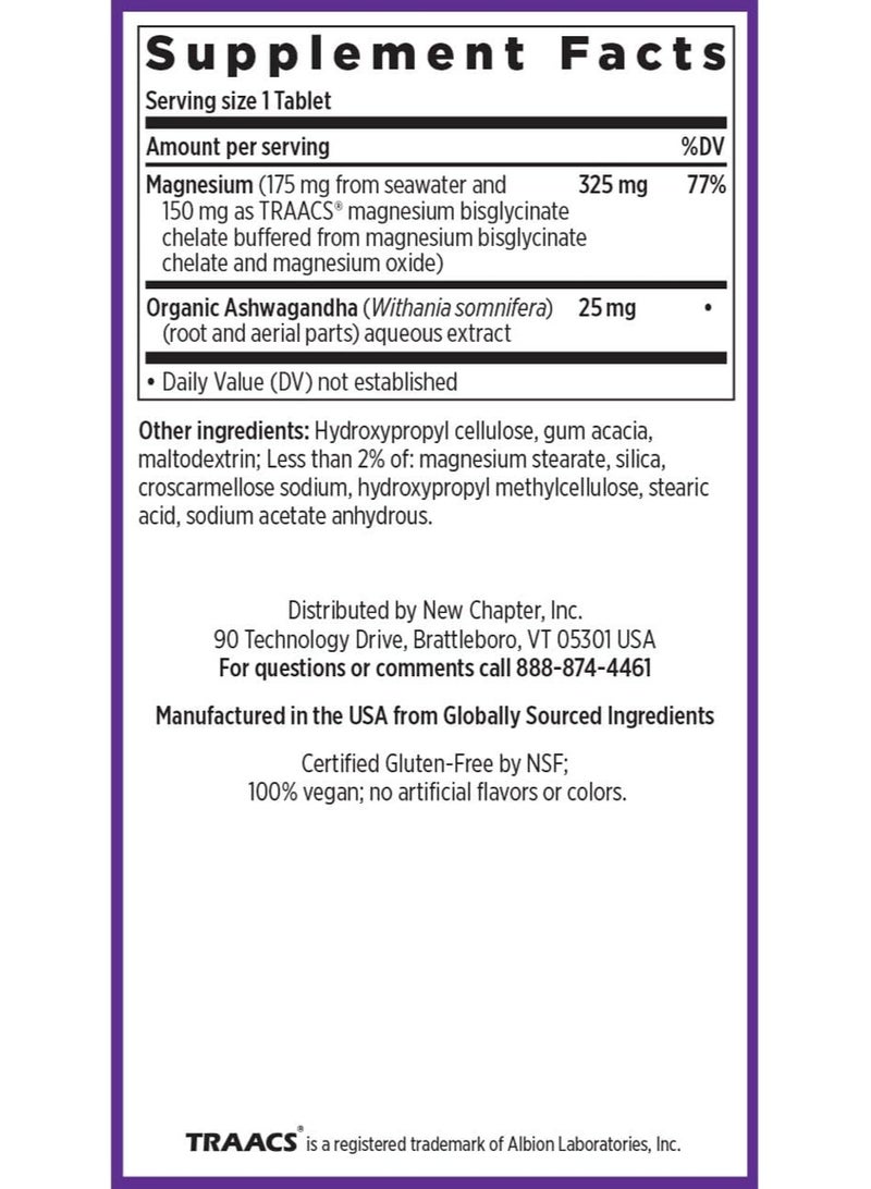 New Chapter Magnesium + Ashwagandha, 2.5x Better Absorption, 60 Tablets - Image 3