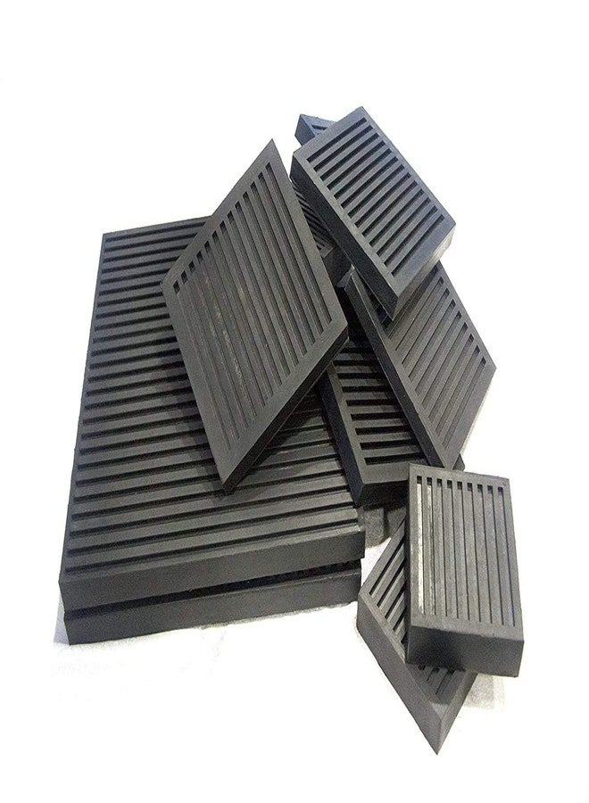 Aicon Anti Vibration Rubber Pads (Black, 25 mm X 100 mm X 100 mm) -Combo of 4 (4" X 4" X 25mm Thickness) (Anti Slip Ribbed Rubber) - Image 3