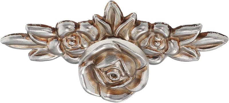 Vintage Rose Cabinet Knobs With Backplate Ivory White Zinc Alloy Drawer Pulls - Image 1