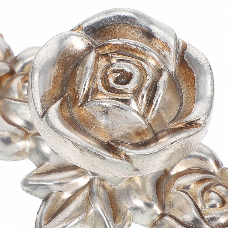 Vintage Rose Cabinet Knobs With Backplate Ivory White Zinc Alloy Drawer Pulls - Image 4