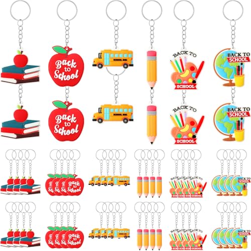 Equsion 60 Pcs Welcome Back To School Keychain First Day of School Party Favors Hanging Kit Gift Classroom Party Supplies Decoration - Image 1