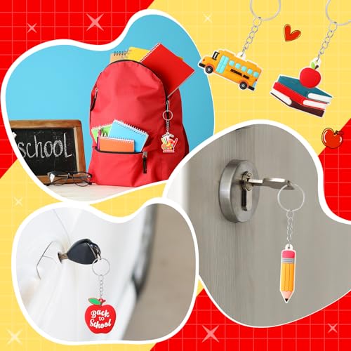 Equsion 60 Pcs Welcome Back To School Keychain First Day of School Party Favors Hanging Kit Gift Classroom Party Supplies Decoration - Image 2