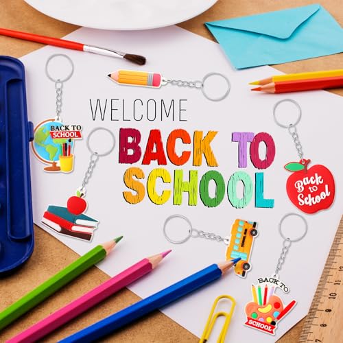 Equsion 60 Pcs Welcome Back To School Keychain First Day of School Party Favors Hanging Kit Gift Classroom Party Supplies Decoration - Image 5