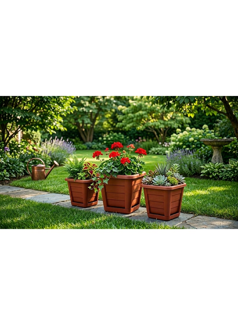 Modern Hexagonal Plastic Planting Pot Flower Planter with Matching Drainage Saucer Tray for Indoor Houseplants & Artificial Floral Decor - Size 34*25 - Image 4