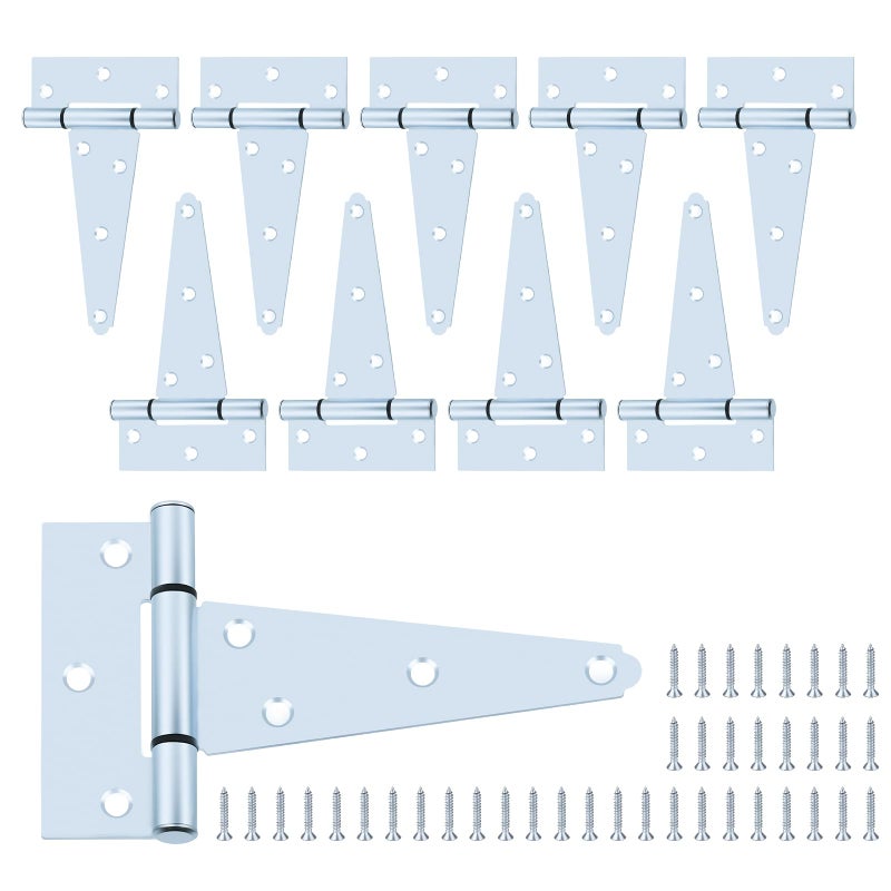HOME MASTER HARDWARE 5 in Gate T Strap Hinges Zinc-Plated Heavy Duty T-Hinges with Screws for Sheds, Storage, Gates, and Barns(10 Pack) - Image 1