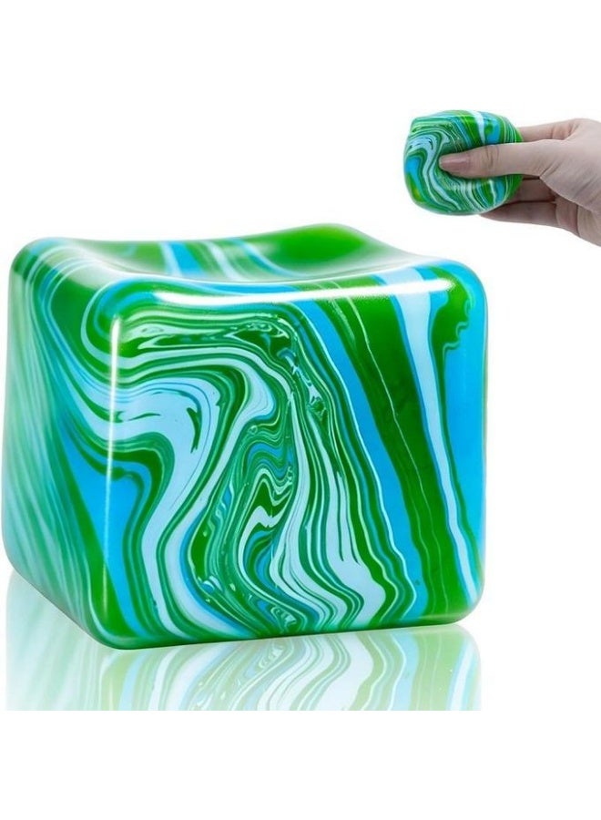 Needoh Cube Swirl Stress Ball Sugar Squishy Toy, White Sugar Stress Relief Ball, Marble Sensory Fidget Toy for Adults Anxiety Relief, Nice Cube Style Sensory Desk Accessory - Image 2