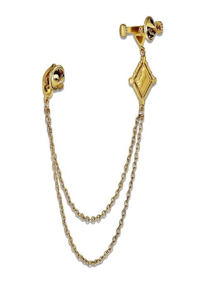 Mahi Gold-Tone Horse-Head-Shaped Dual Layer Chain/Kurta Sherwani Wedding Brooch for Men with Maroon Enamel & Crystal Accent (BP1101253GMar) - Image 4