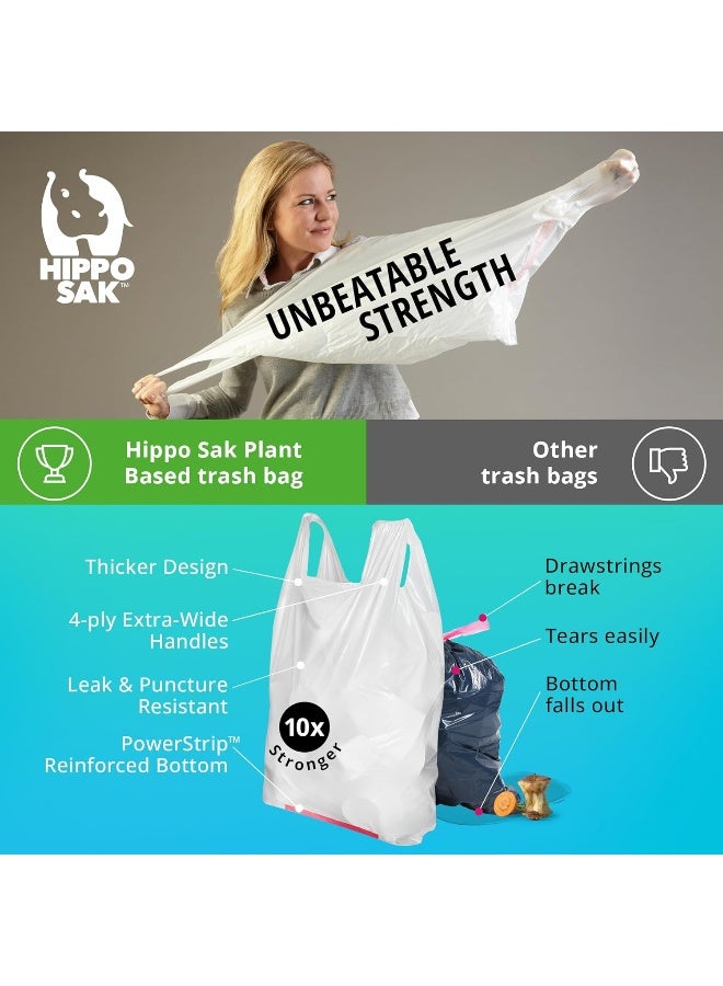 Hippo Sak Hippo Sak - Plant Based Tall Kitchen Garbage Bags with Ergonomic Handles - 13 Gallon Trash Bags - Recyclable & Eco Friendly - Super Strong and Leak Proof Tall Kitchen Trash Bags (90 Count) - Image 5