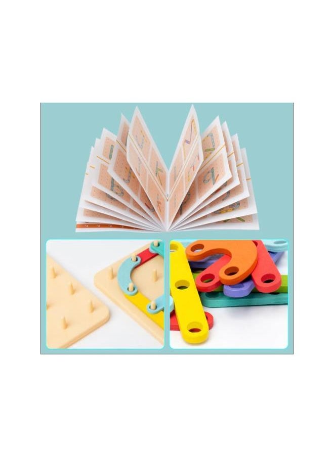 Generic - Montessori Pegboard Puzzle, Montessori Educational Wooden Puzzles Toys, Letter Construction Activity Set Educational Preschool Toys Shape Color Recognition Pegboard Set - Image 1